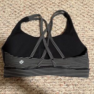 lululemon athletica Black & White Striped Strappy Sports Bra